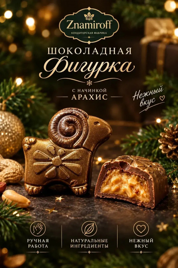 №1 Шоколад фигурный "Баран-таран" молочный шоколад с арахисовой начинкой (блок 5шт по 70г) в Борисоглебске